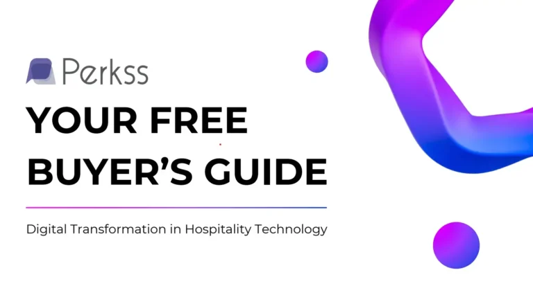 Perkss free buyer guide cover titled digital transformation in hospitality technology for UK restaurants and retail.