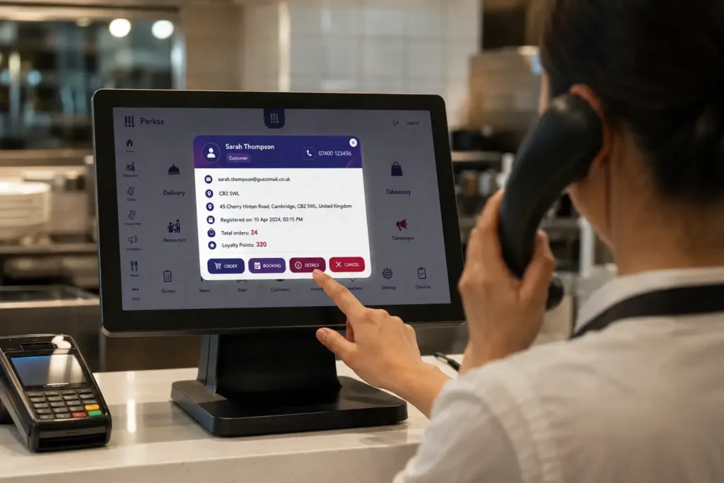 Caller ID phone order management system helping restaurant staff identify customers and process orders faster