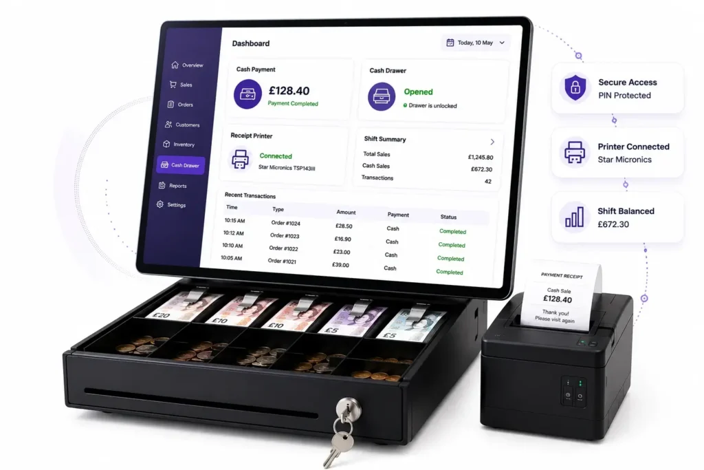 Cash Drawer integration with hospitality EPOS system for secure cash handling and automated till management