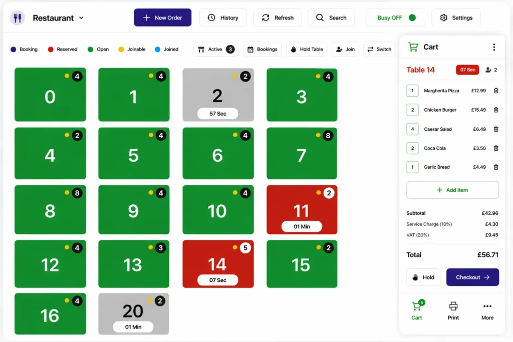 Restaurant Management Platform with table management and booking controls