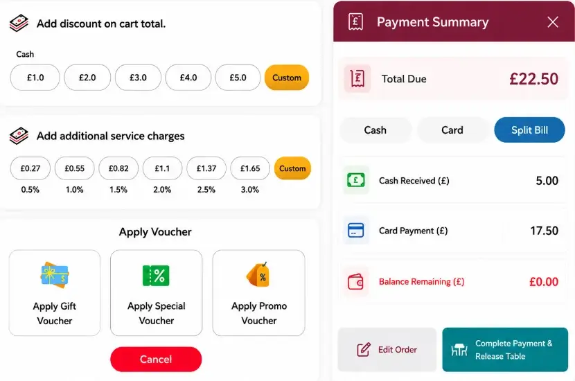 restaurant-split-bill-checkout-screen-service-charges