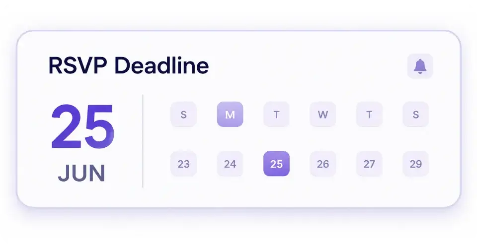 RSVP Management System displaying RSVP deadline scheduling and guest response management.
