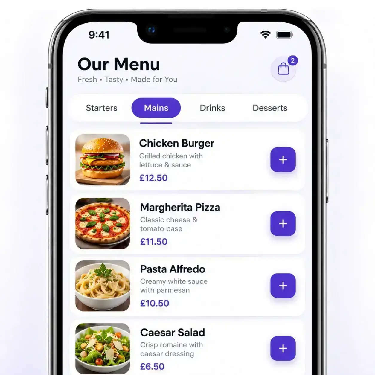 Browse the digital restaurant menu