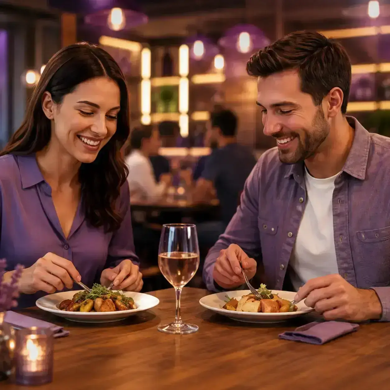 Restaurant guests enjoying their meal
