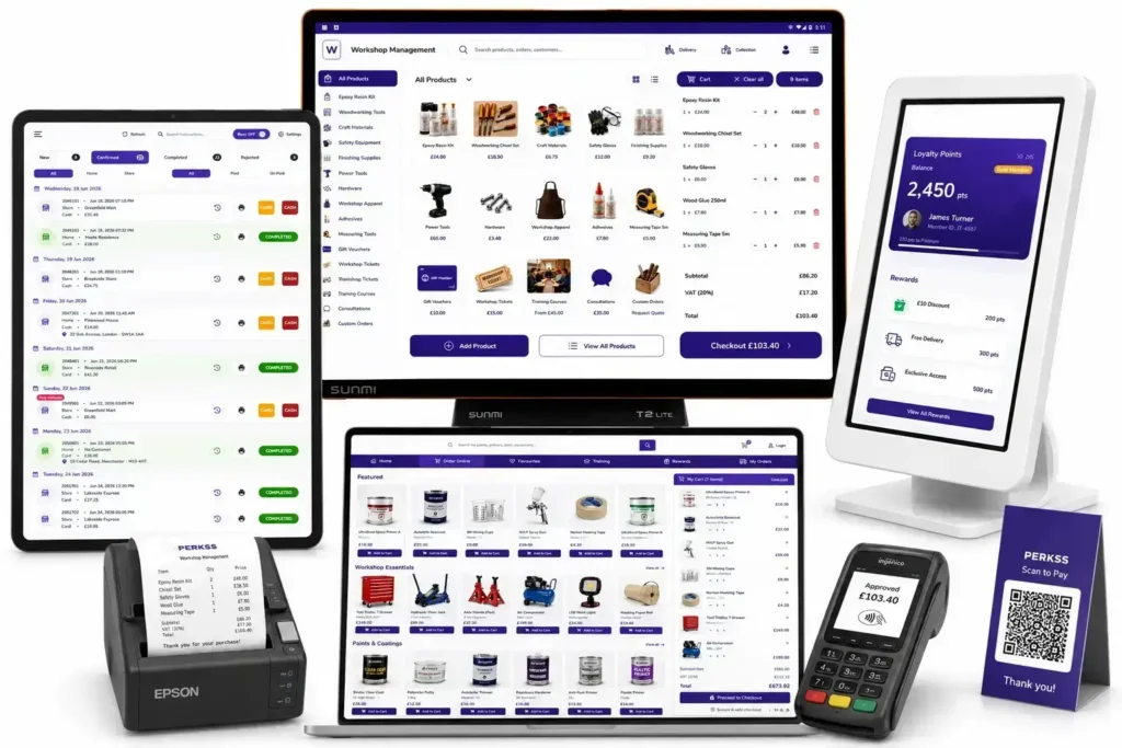 Workshop Management System UK with EPOS, online ordering, loyalty and payments